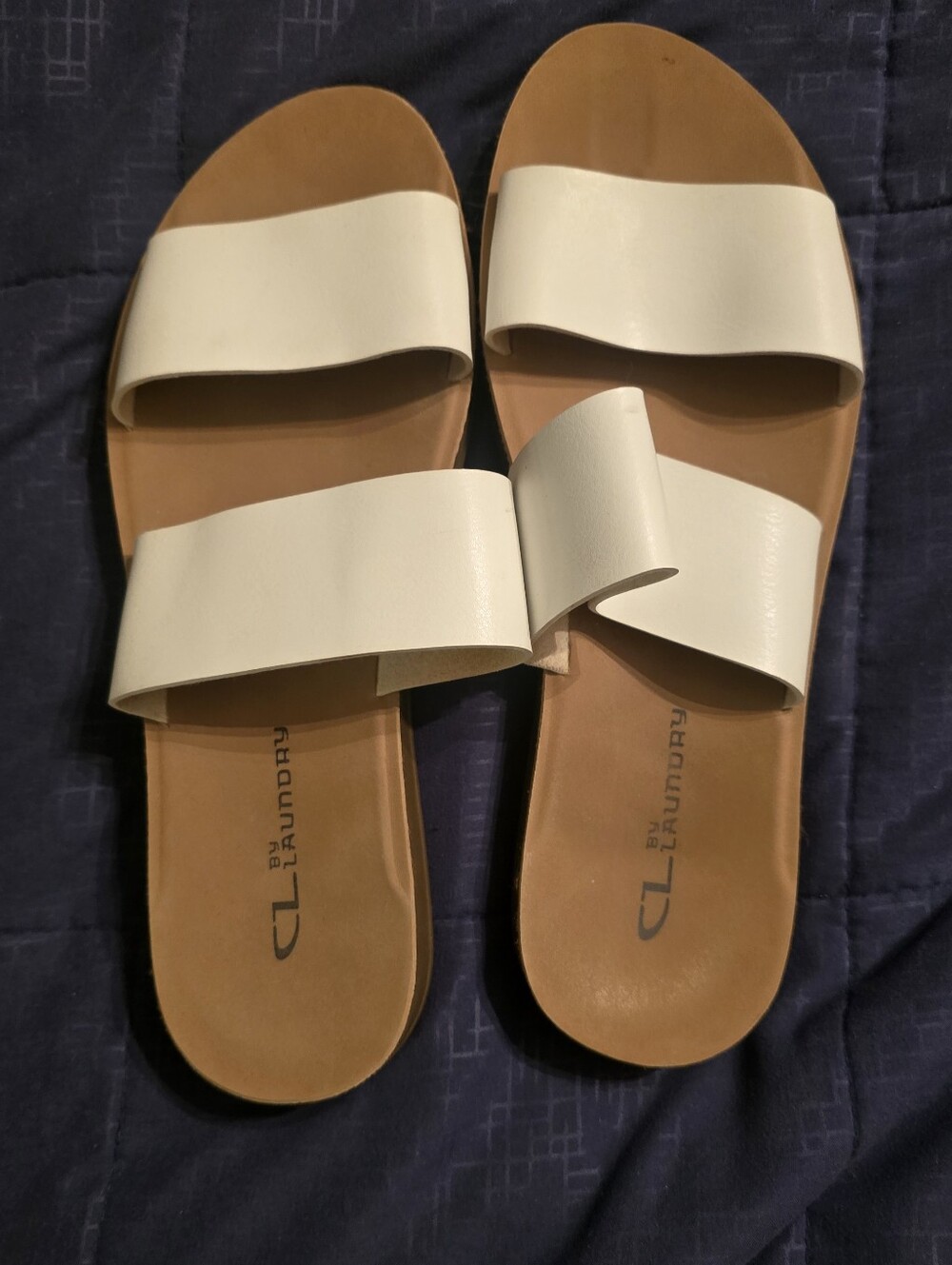 CL by Laundry white Double-Strap Slide Sandals for Women